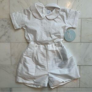 Little English Classic Wedding Button On Short Set - White Youth Size 3T